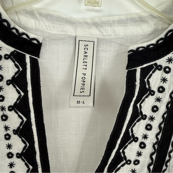 Scarlett Poppies Cotton White Black Dress A little Extra Size M/ L embroidered - Picture 10 of 12
